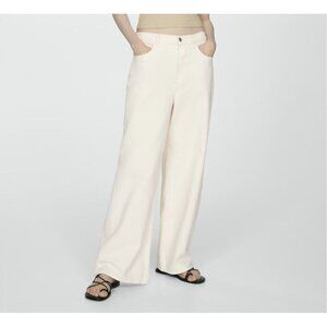 MNG Mango Low-Rise Loose-Fit Wide Leg Jeans Cream Denim Women's S